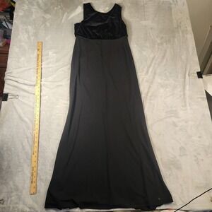 Donna Ricco Women's Vintage Black Velvet Top Maxi Dress Sleeveless  size 4P